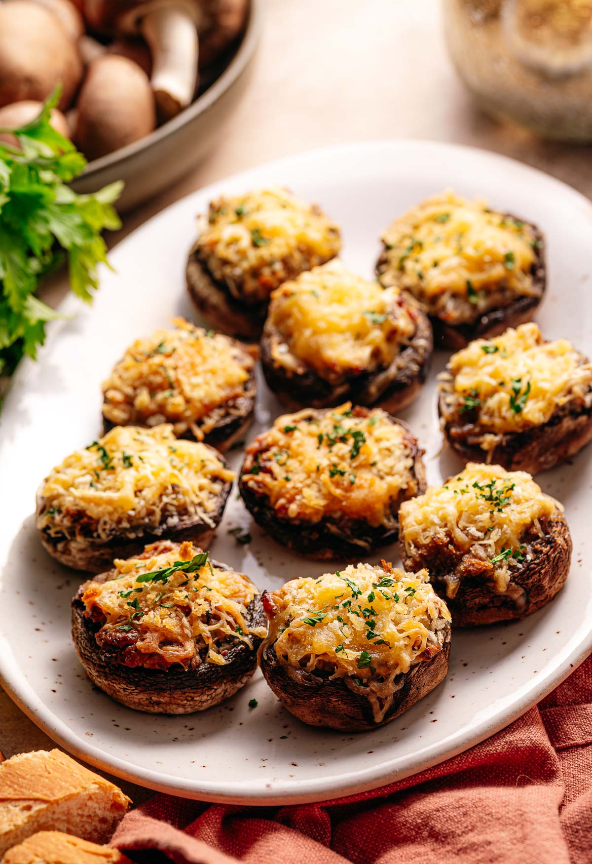 Zelf gevulde champignons maken