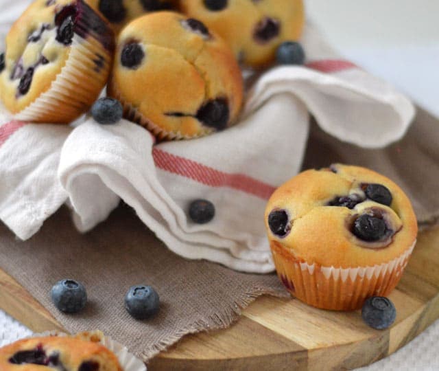 blueberry muffins met Griekse yoghurt en honing