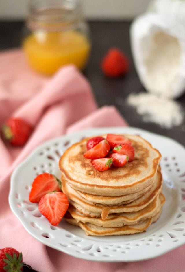Pancakes met aardbeien