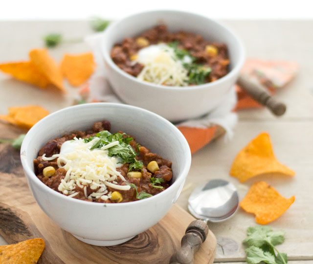 Chili con carne met tortilla chips