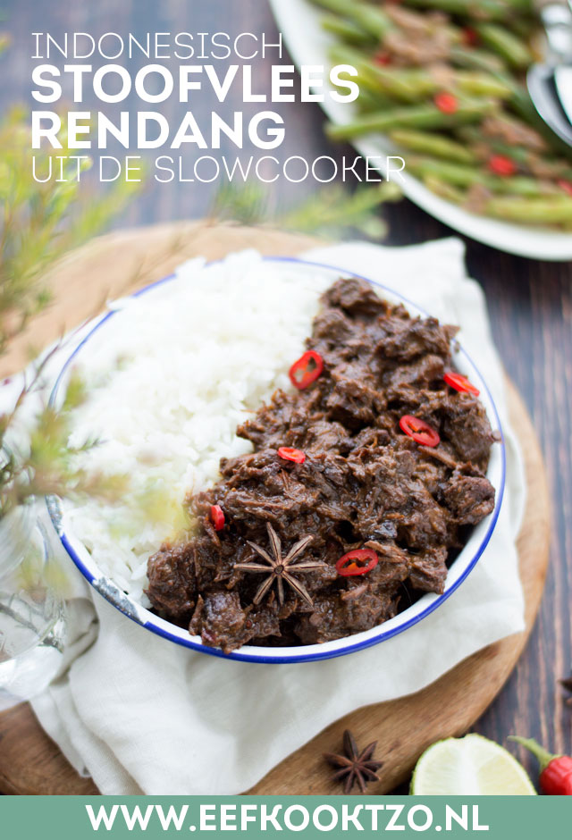 Rendang uit de slowcooker Pinterest Collage