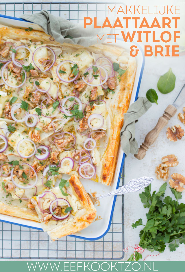 Plaattaart met witlof, brie, walnoot & honing Pinterest collage