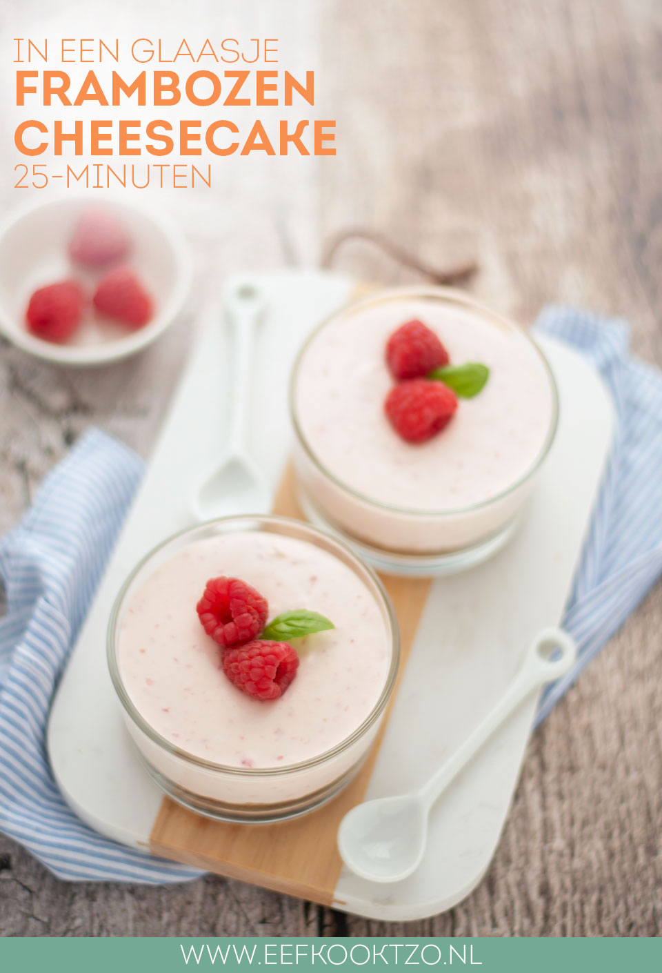 Pinterest collage frambozen cheesecake toetje