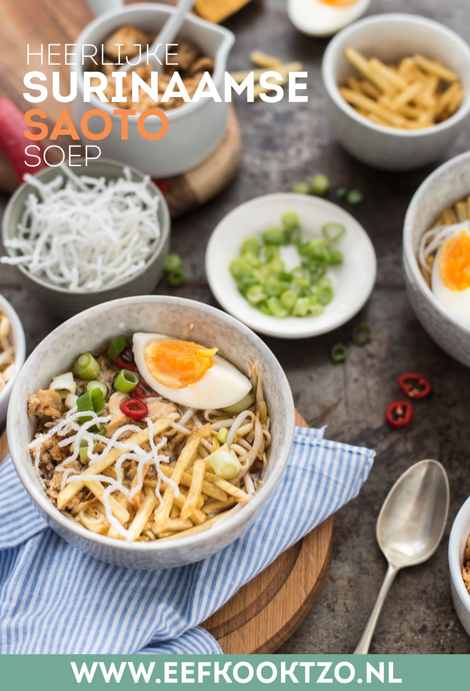 Surinaamse saoto soep Pinterest collage