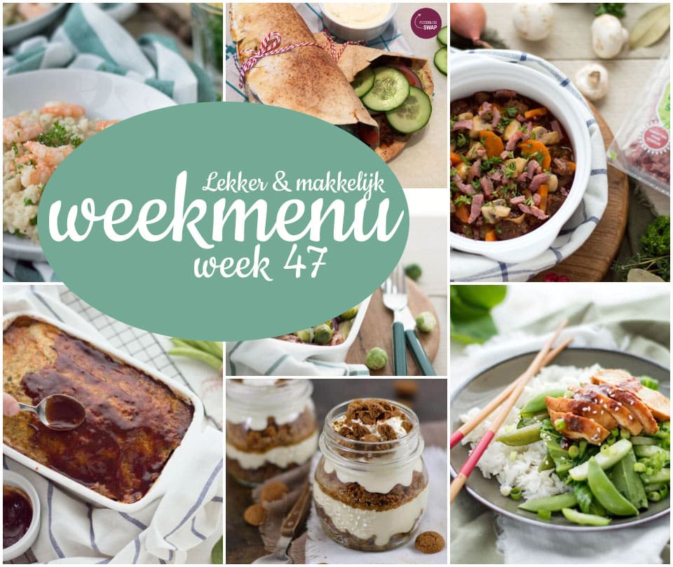 Lekker en makkelijk weekmenu – week 47