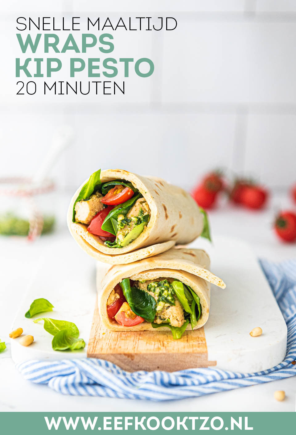 Wrap pesto met kip Pinterest collage