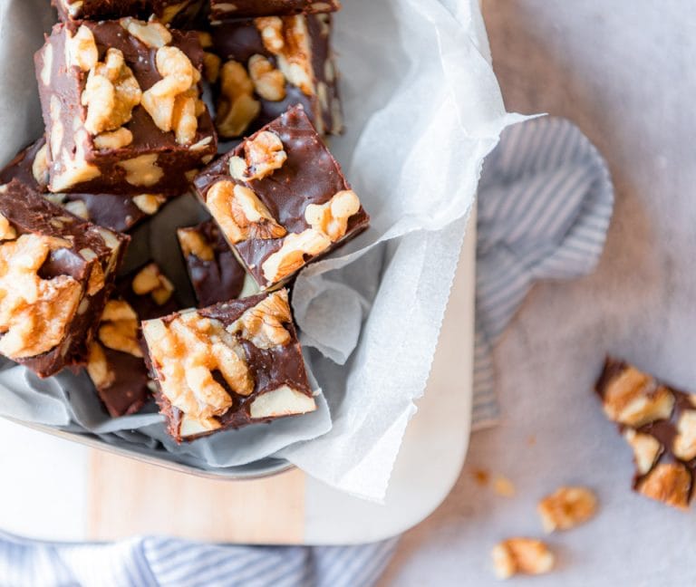 Chocolade fudge met walnoten Eef Kookt Zo