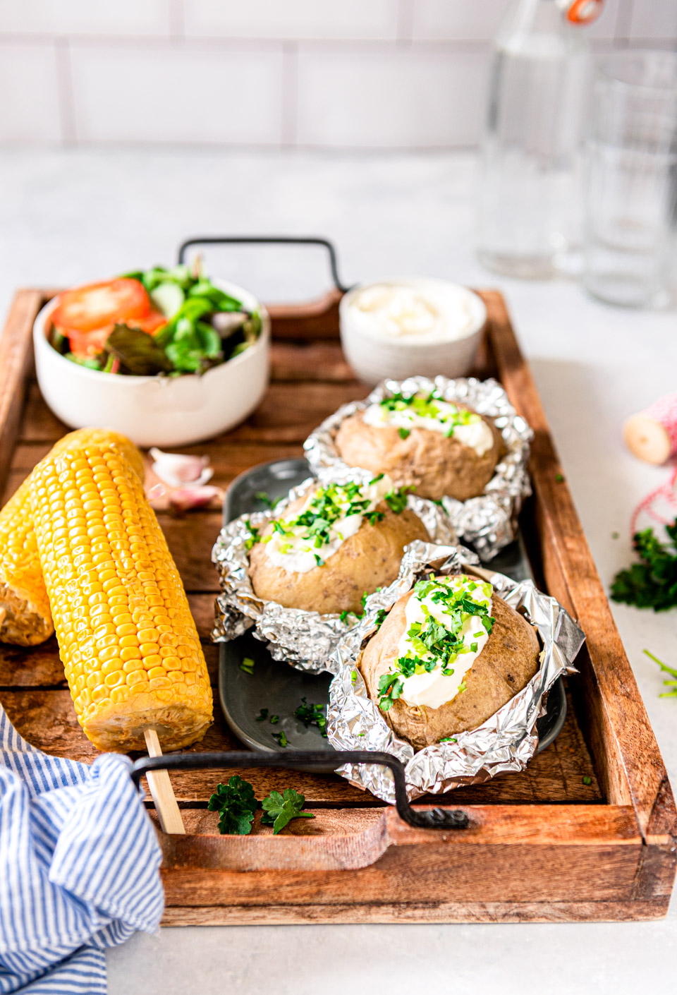 Gevulde gepofte aardappel