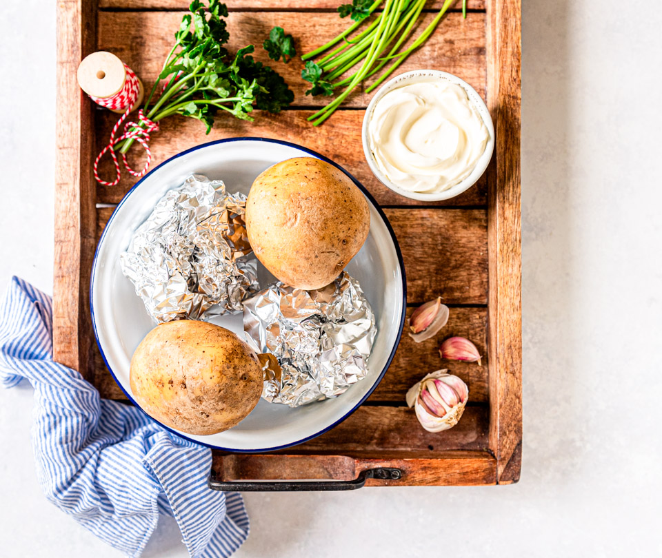 Ingredienten gepofte aardappel