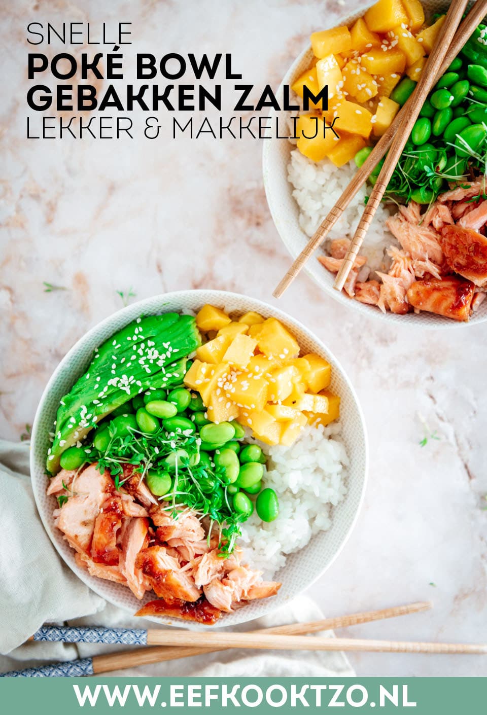 Poke bowl met gebakken zalm