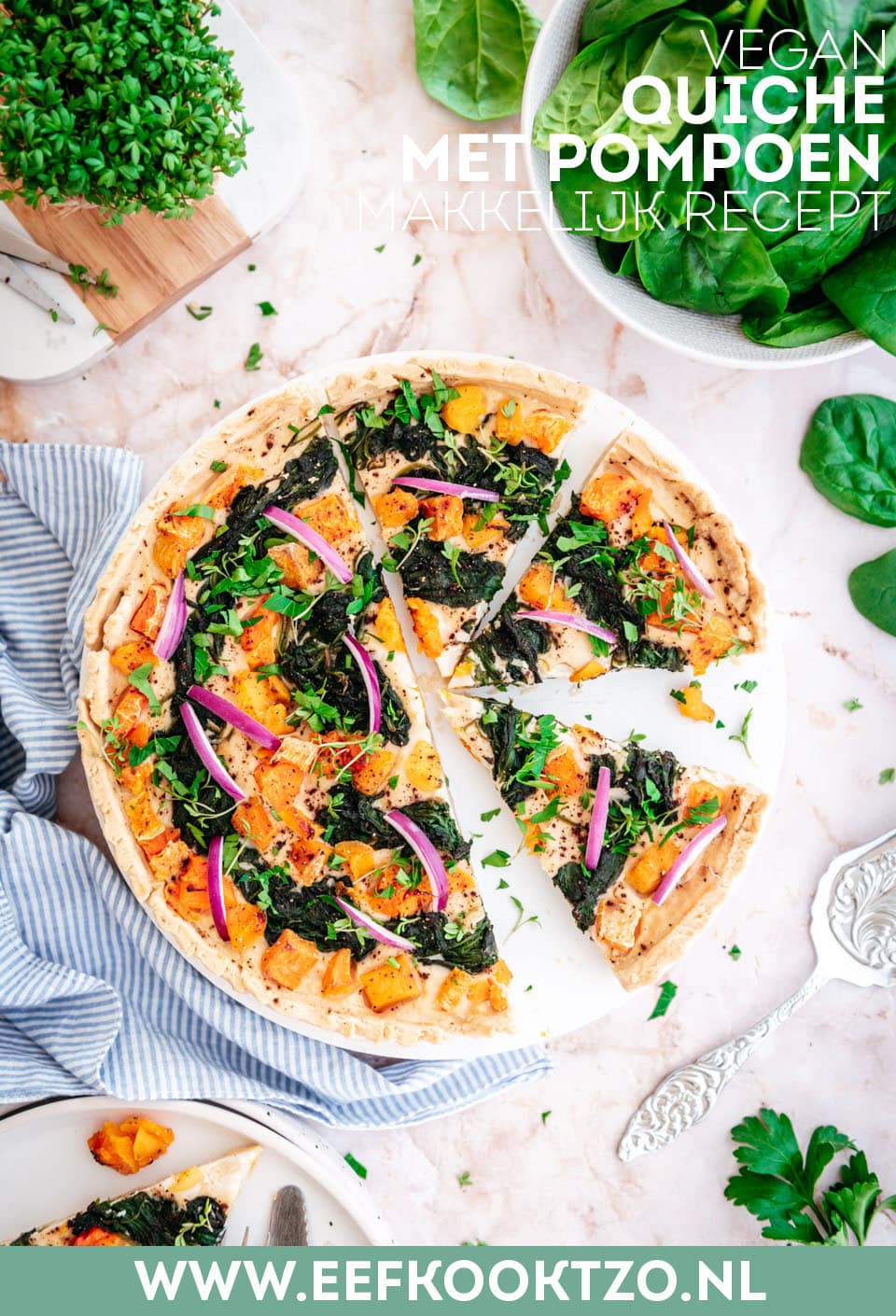 Vegan quiche met pompoen Pinterest Collage