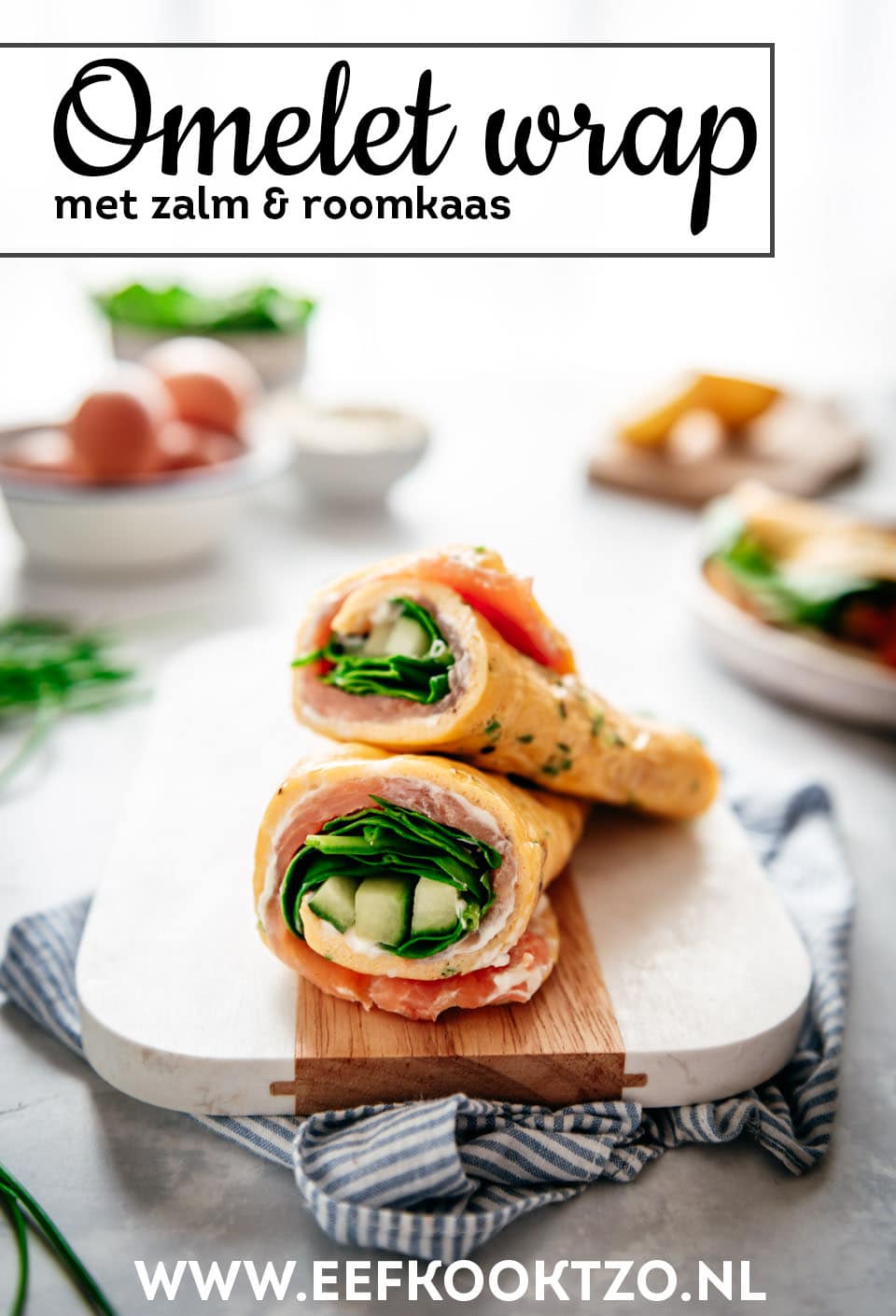 Omelet wrap met zalm Pinterest Collage