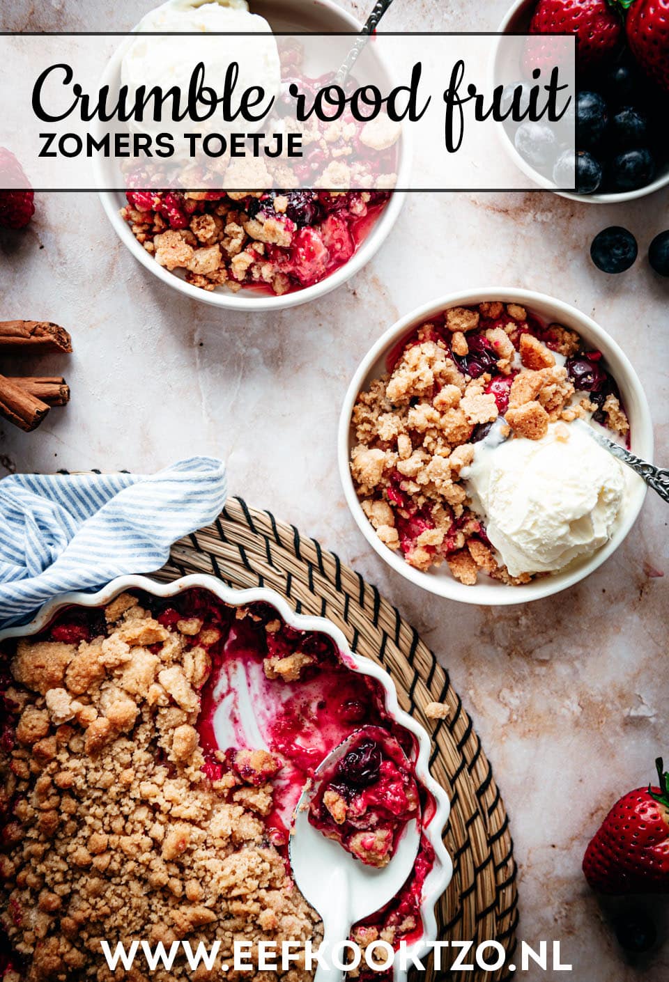 Rood fruit crumble Pinterest Collage