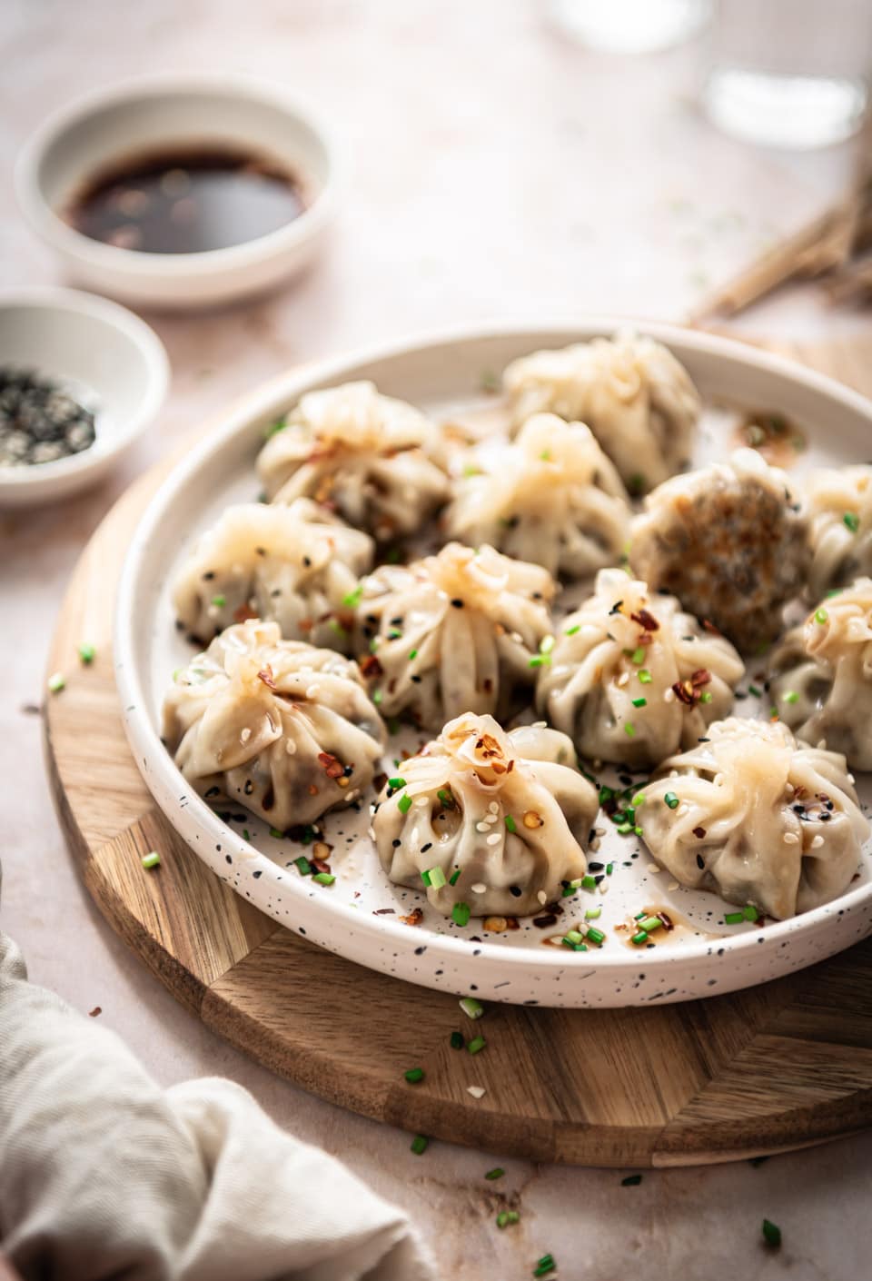 Vegetarische dumplings met champignons