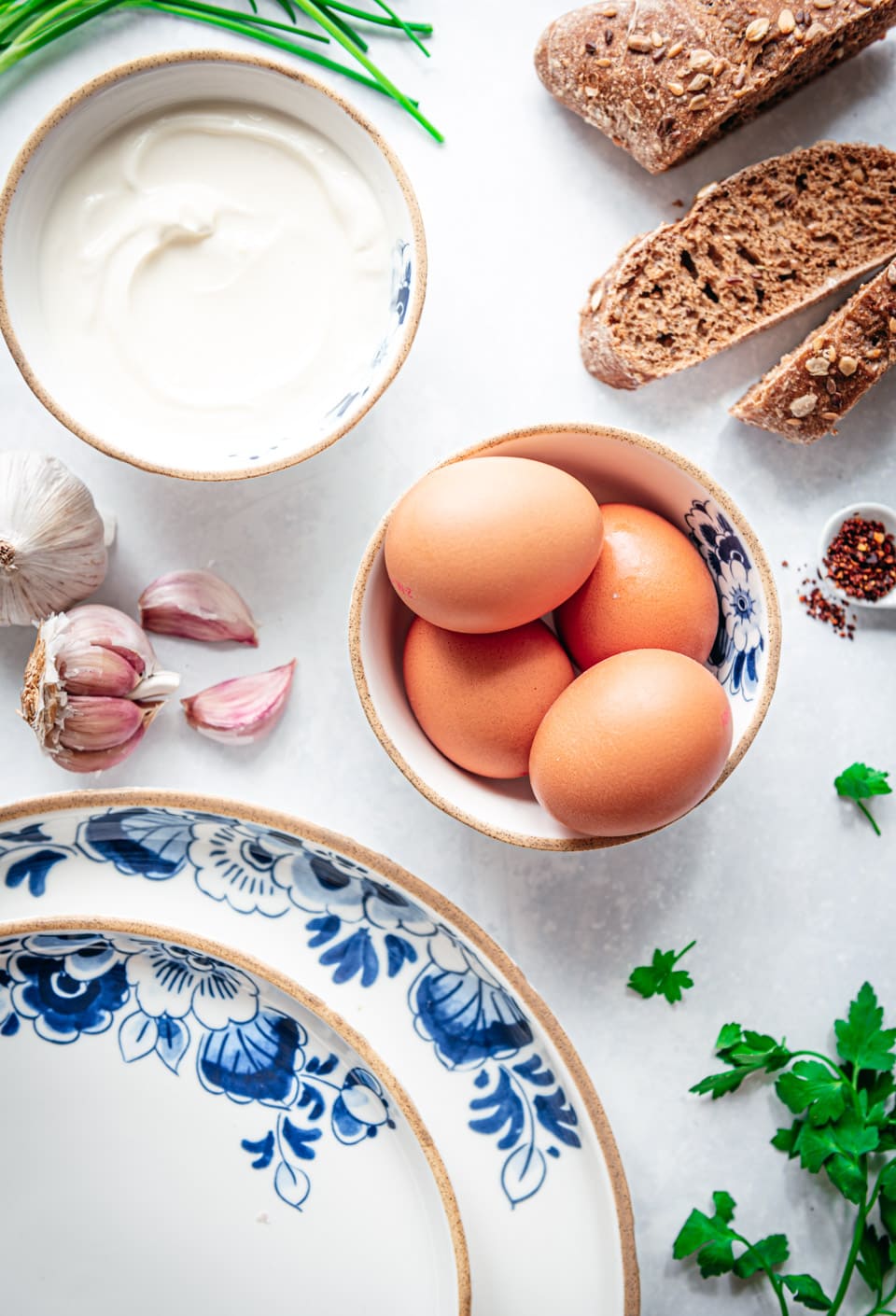 Ingredienten voor Turkse eieren