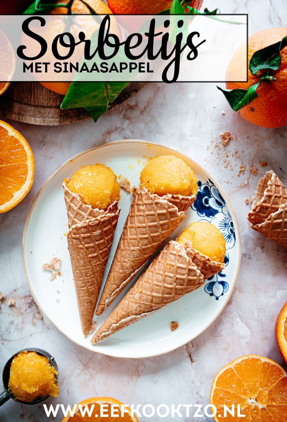 Sinaasappel sorbetijs Pinterest Collage