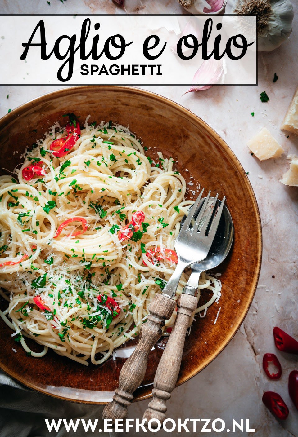 Spaghetti aglio e olio Pinterest Collage