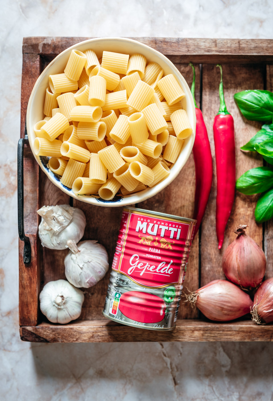 Ingredienten pasta all'Arrabiata