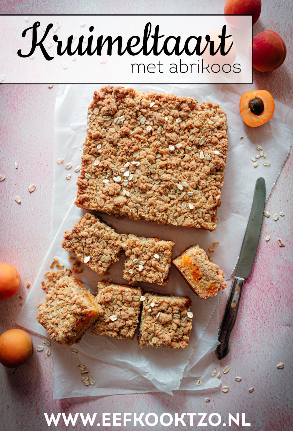 Kruimeltaart met abrikozen Pinterest Collage