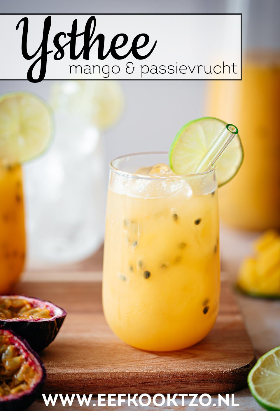Mango passievrucht ijsthee Pinterest Collage