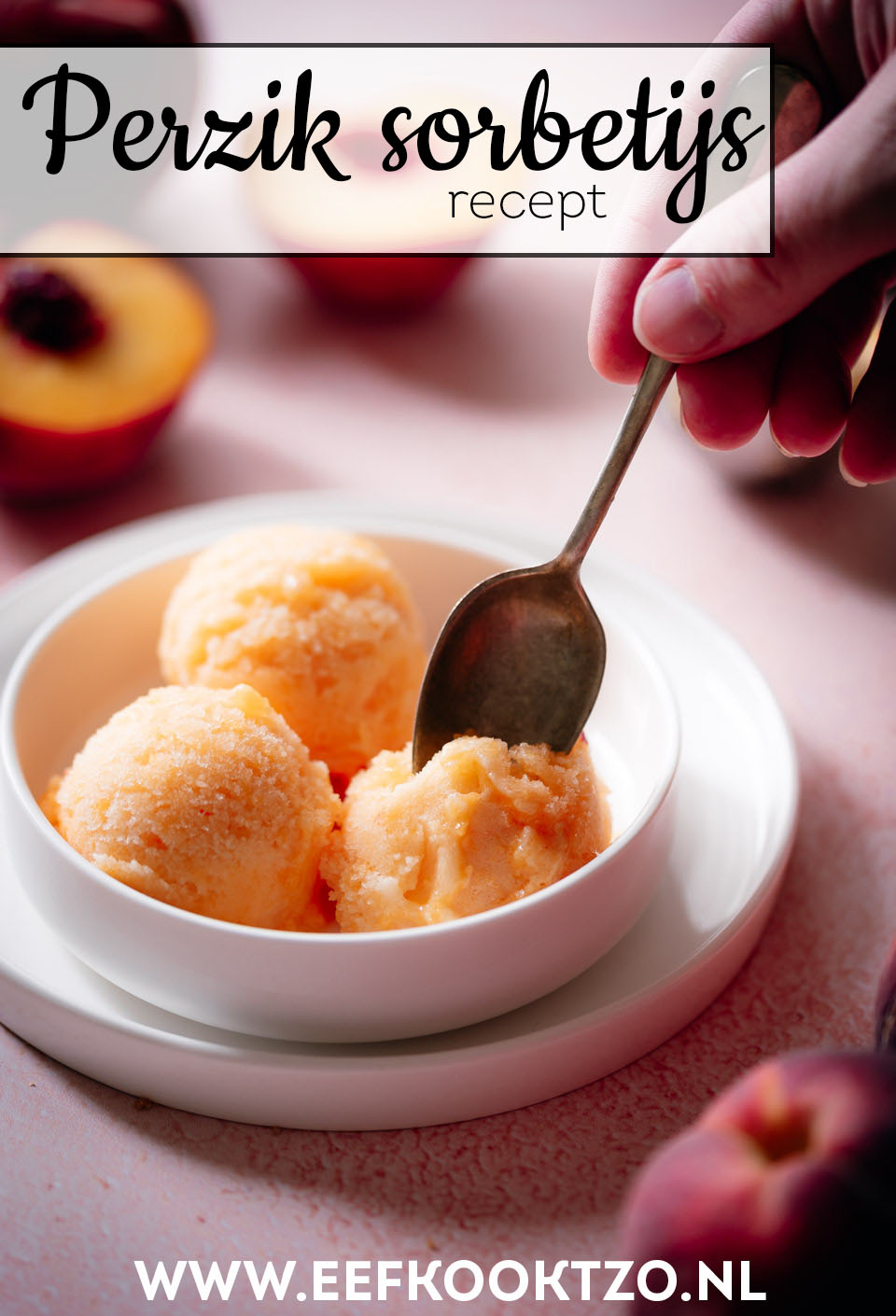 Perzik sorbetijs Pinterest Collage