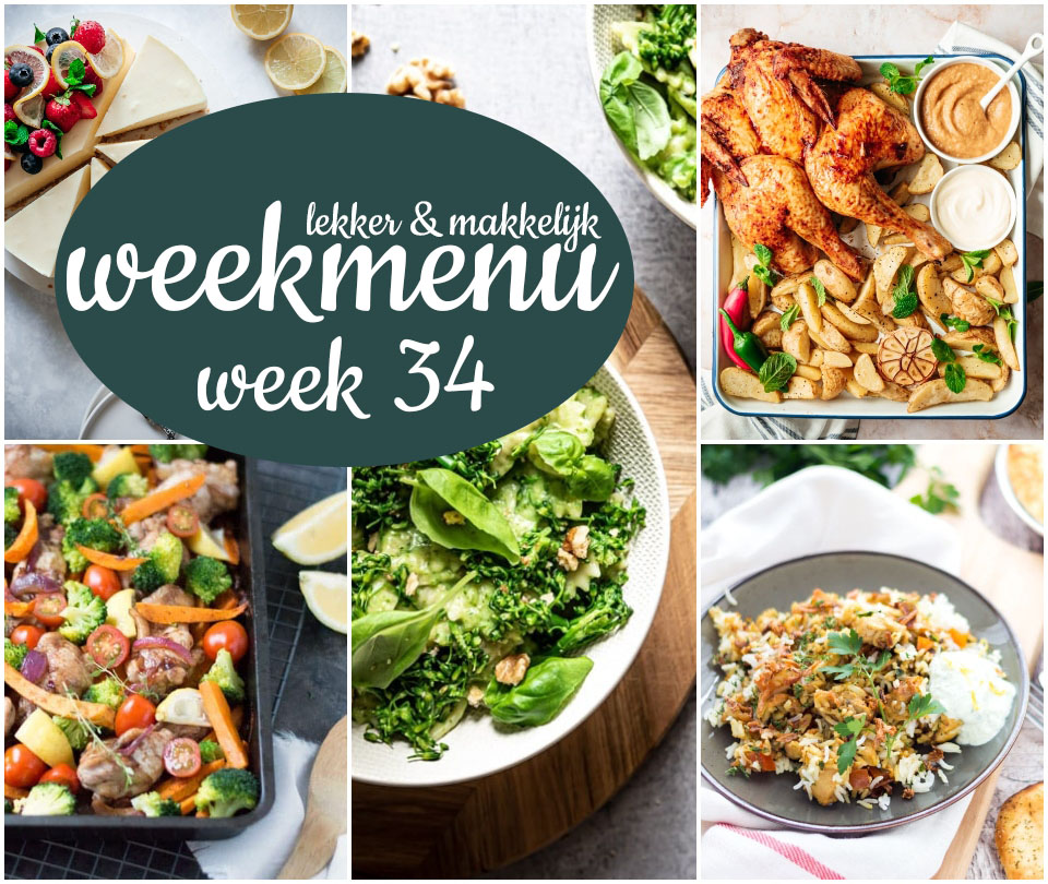 Lekker en makkelijk weekmenu – week 34 2021