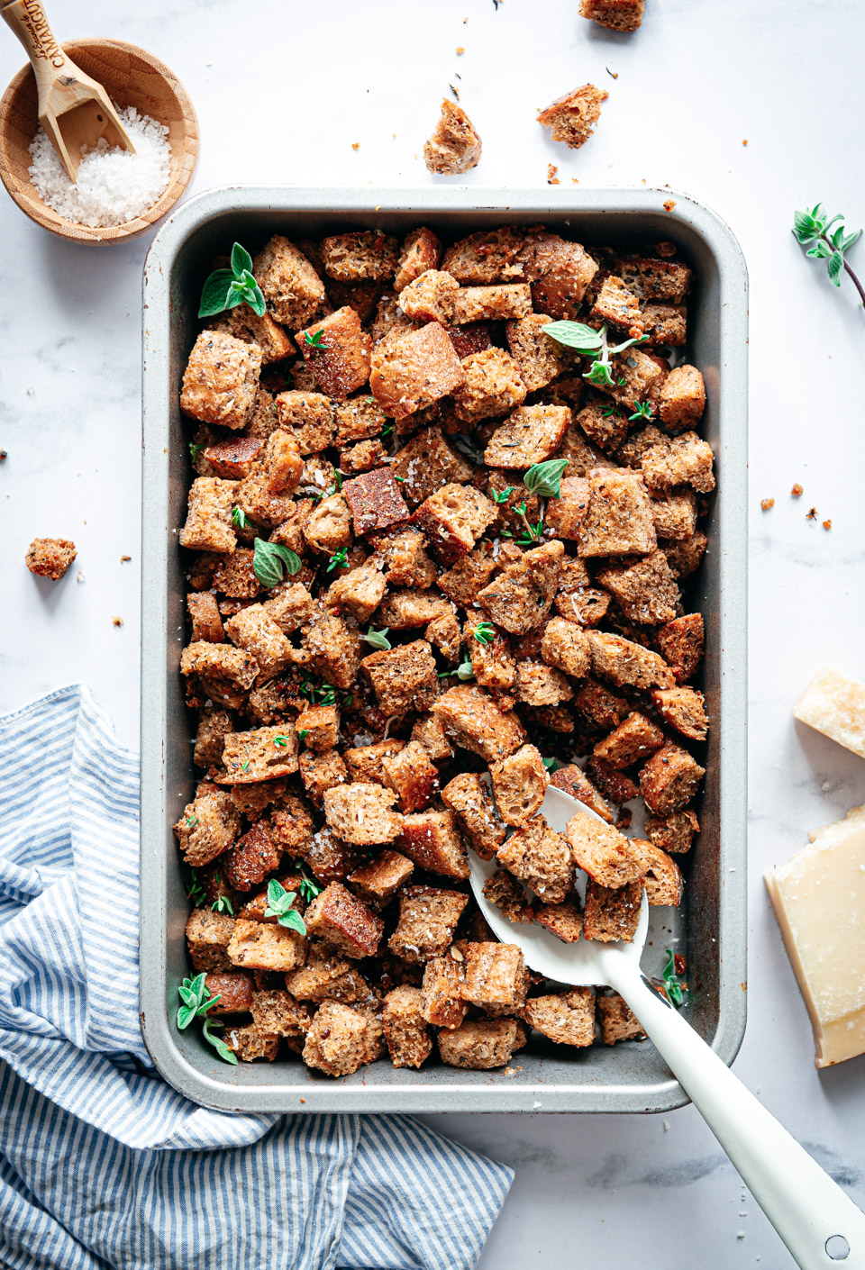 Croutons van oud brood