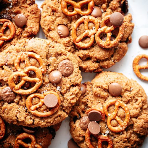 Peanut butter chocolate chip pretzel cookie