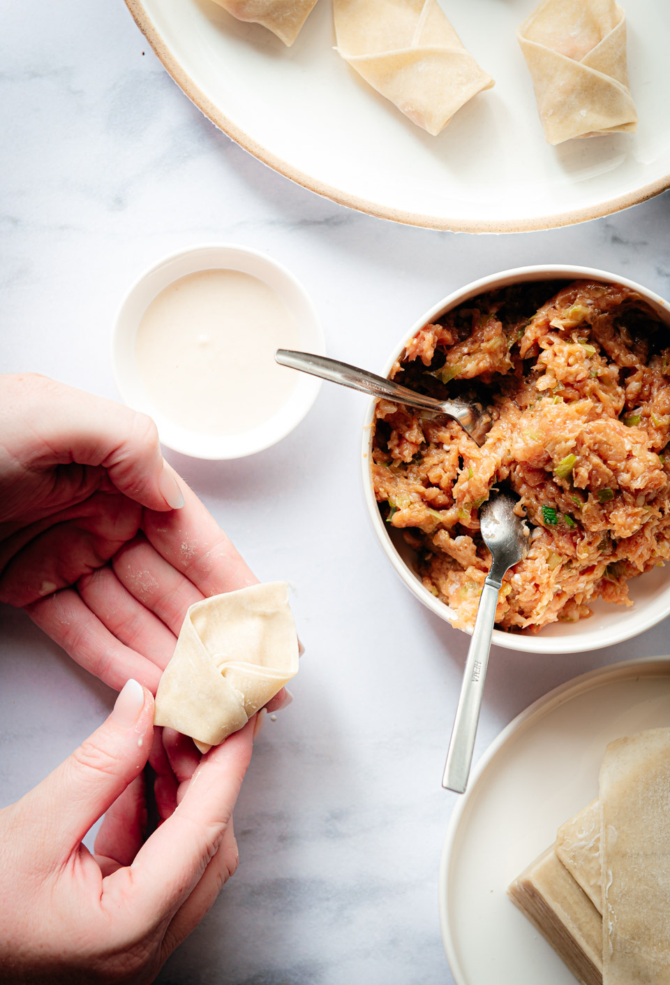 Stap 6 - Pangsit vouwen