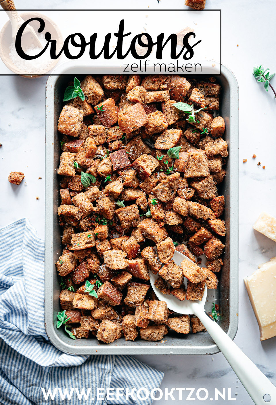 Zelf croutons maken Pinterest Collage