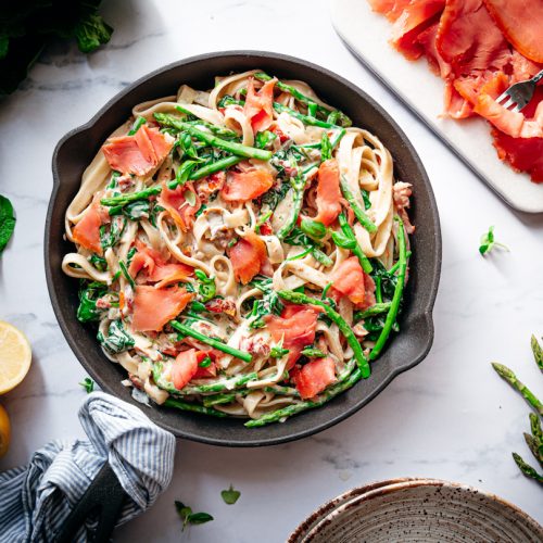 Pasta met zalm