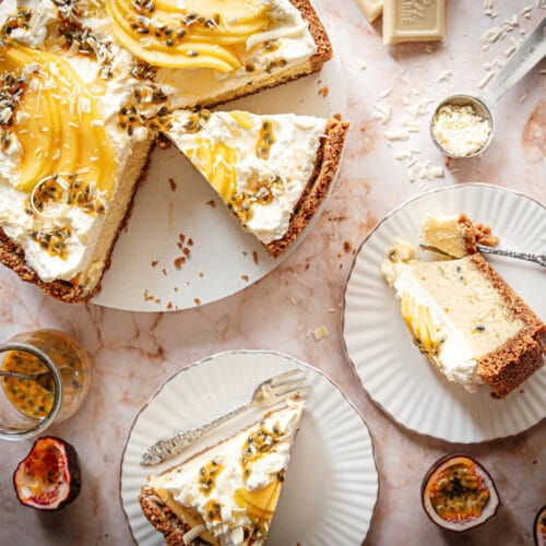 Cheesecake met mango en passievrucht