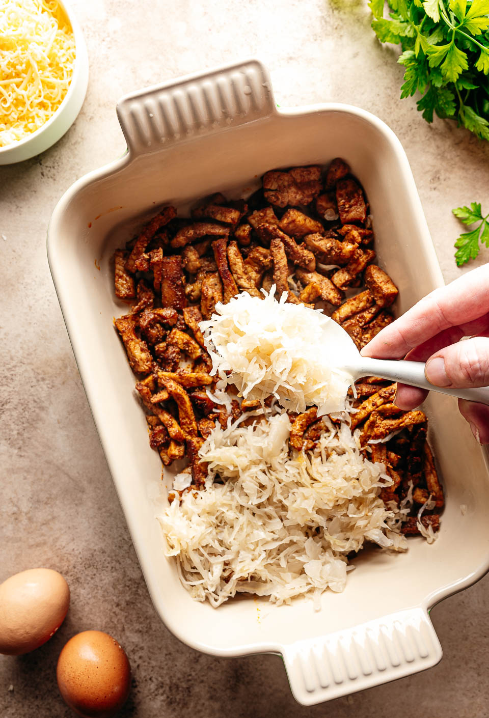 Zuurkool ovenschotel