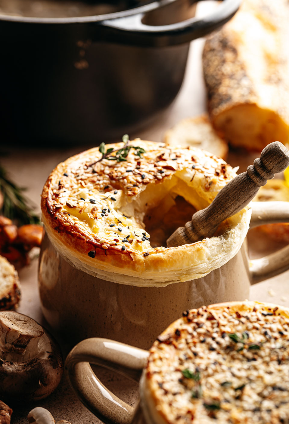 Paddestoelensoep met bladerdeeg