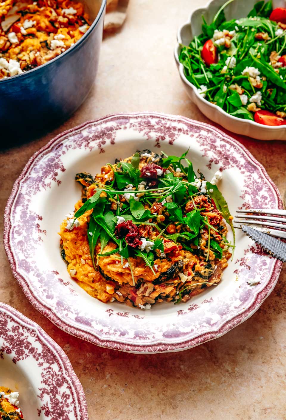 Zoete aardappel stamppot spinazie