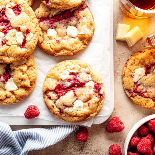 Frambozen koekjes met witte chocolade