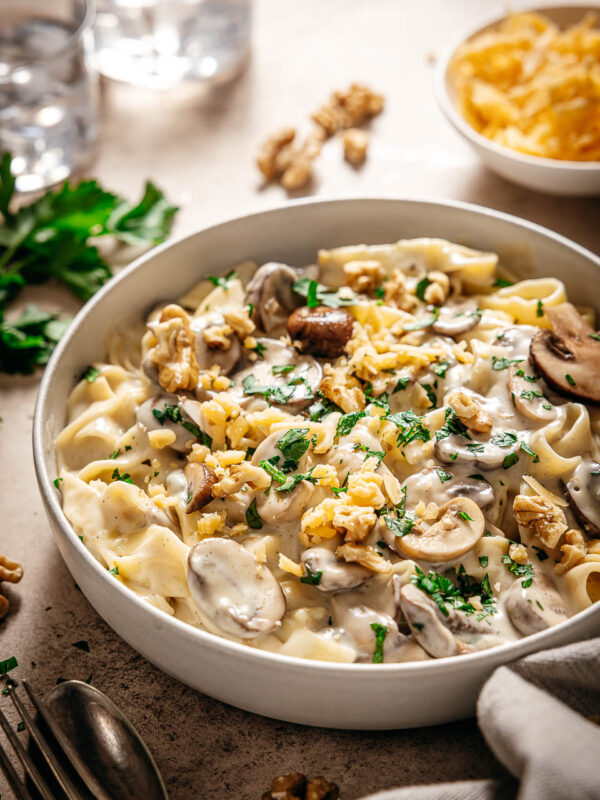 Pasta gorgonzola met champignons