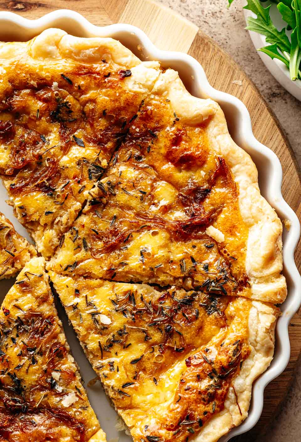 Quiche gekarameliseerde ui