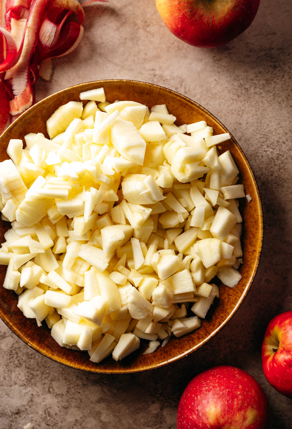 Appel in kleine blokjes gesneden