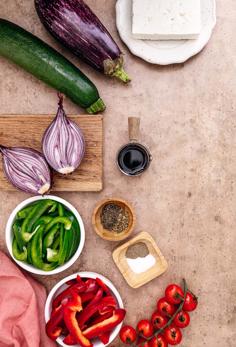 Ingredienten groentepakketje met feta