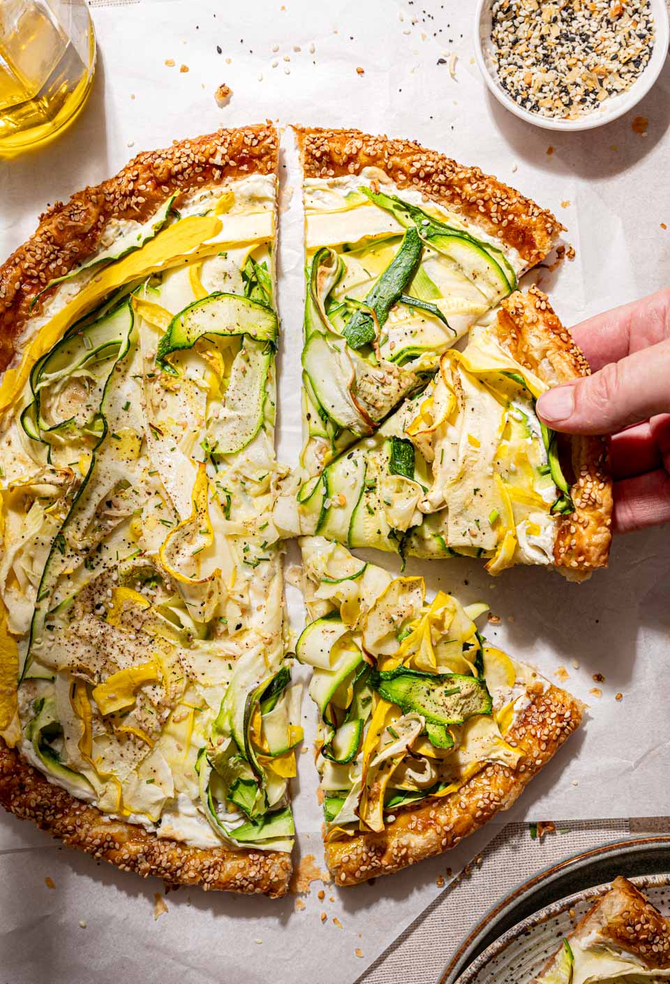 Plaattaart met courgette en ricotta