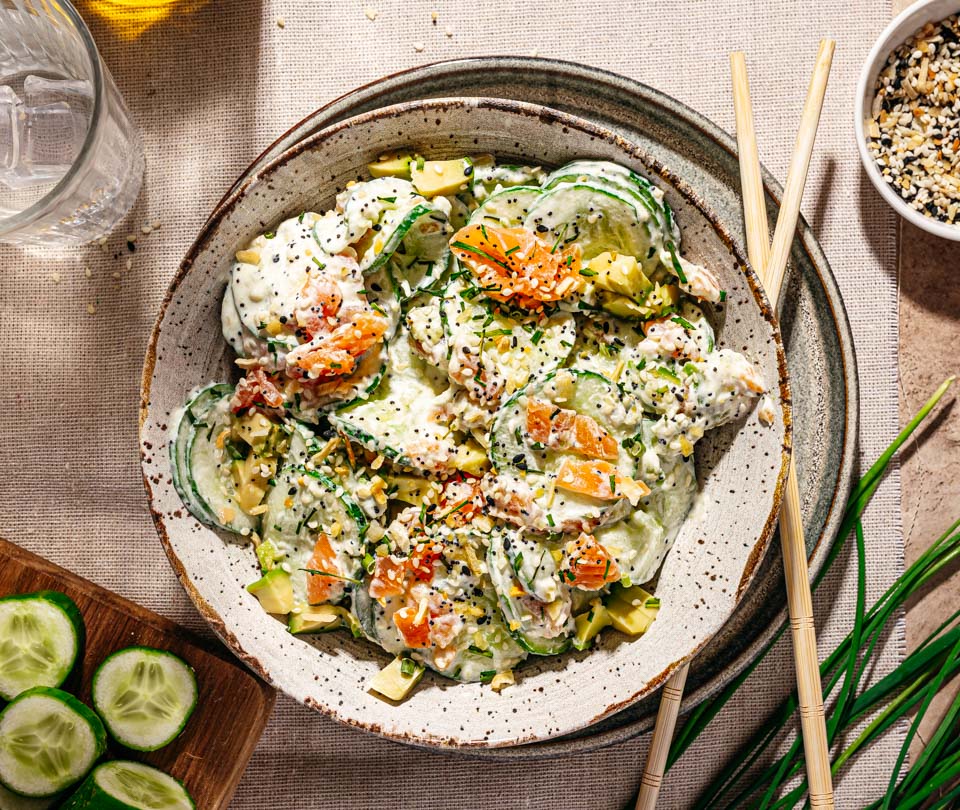 Zalm komkommersalade