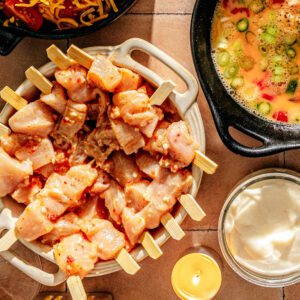 Gourmetten kipspiesjes