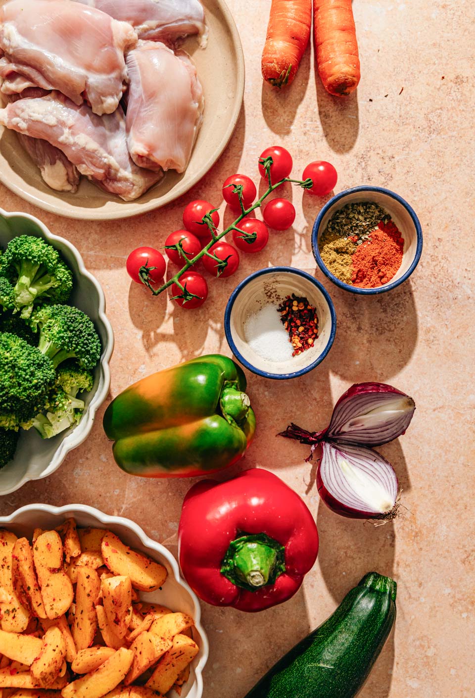 Ingredienten voor kippendijen uit de oven