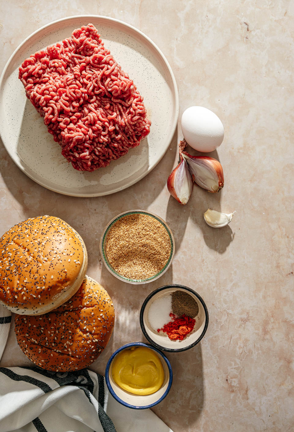 Ingredienten om zelf een hamburger te maken