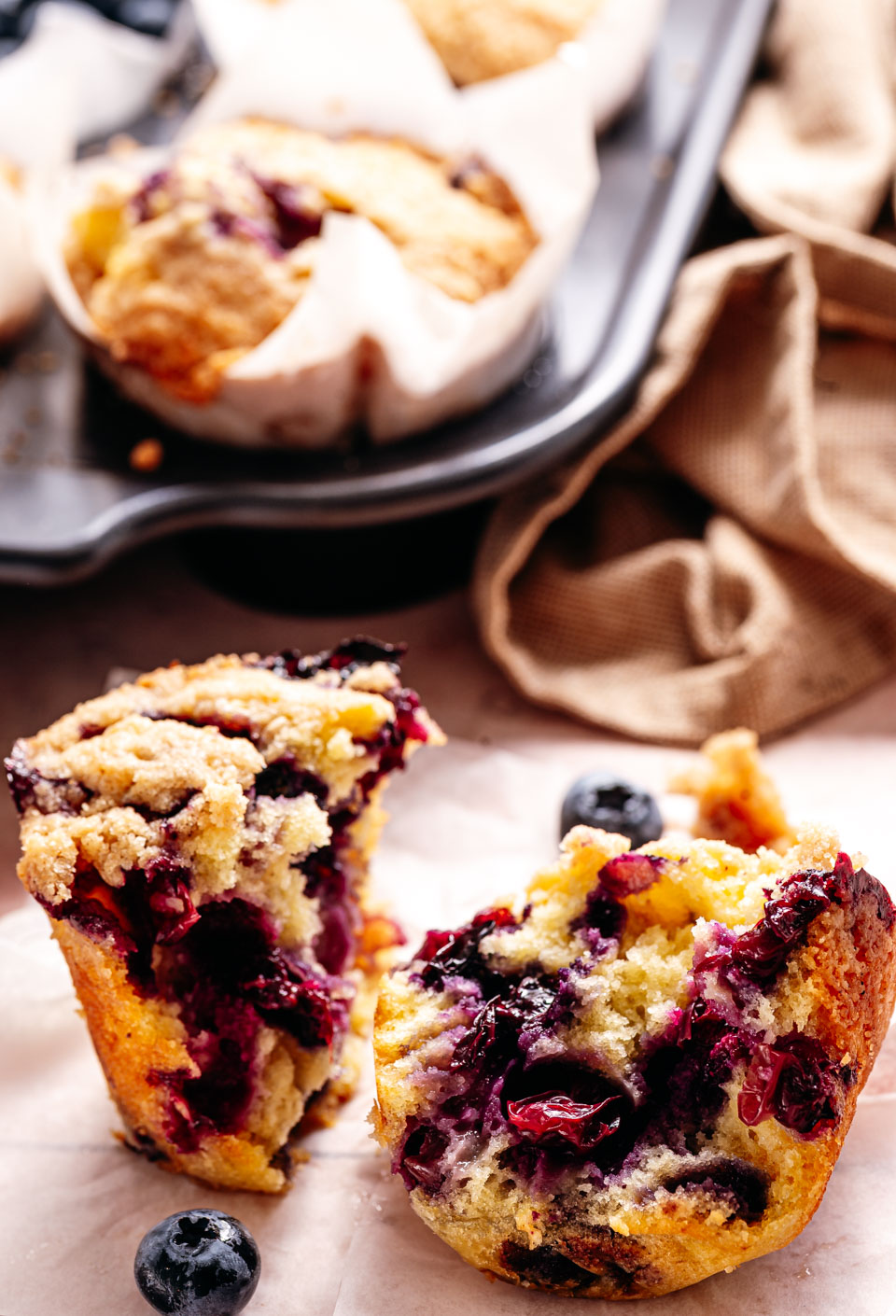 Blueberry muffins met kruimellaag
