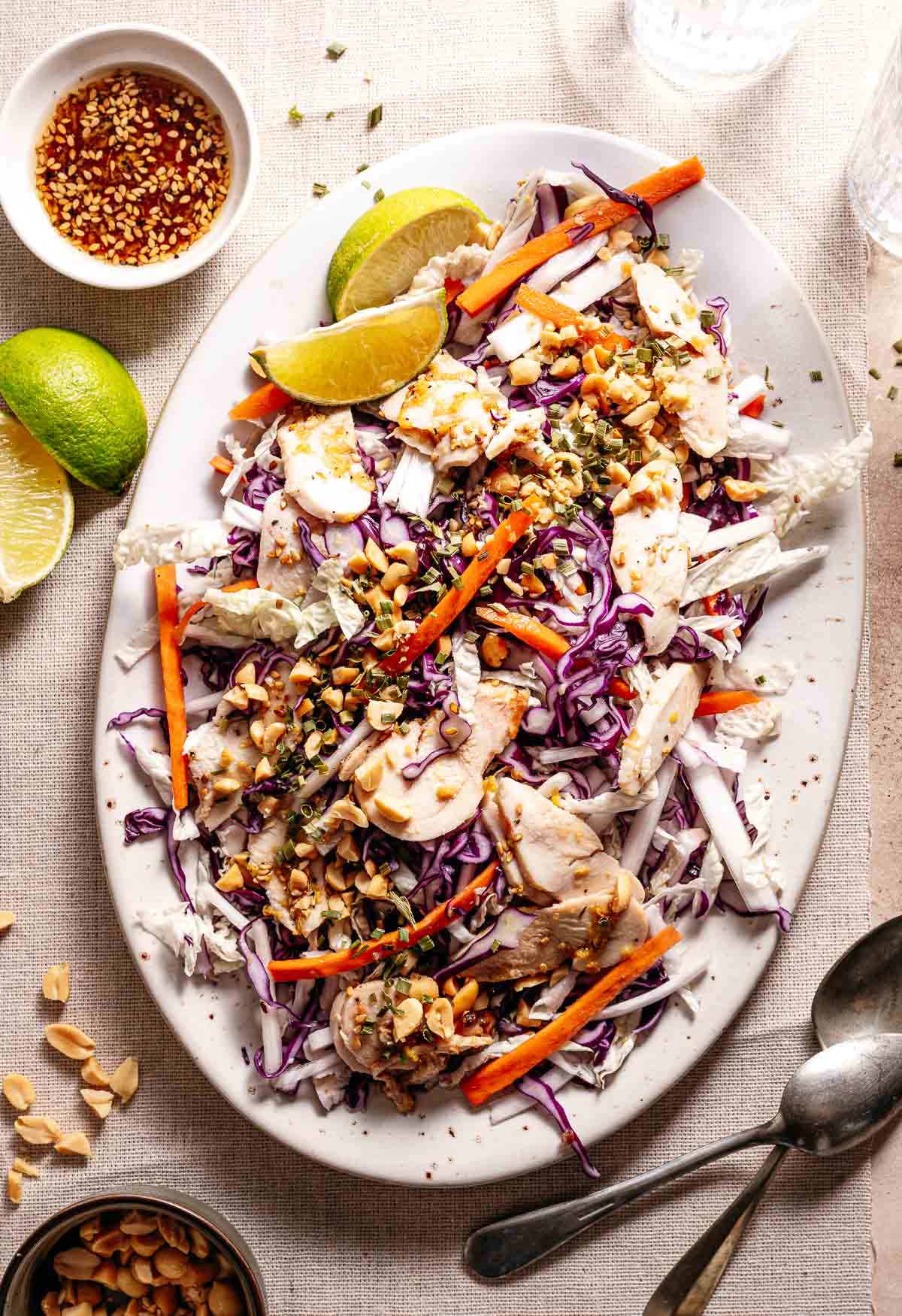 Aziatische salade met kip