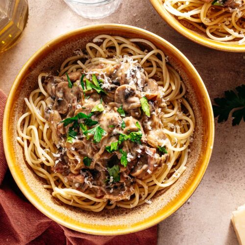 Romige pasta met spekjes