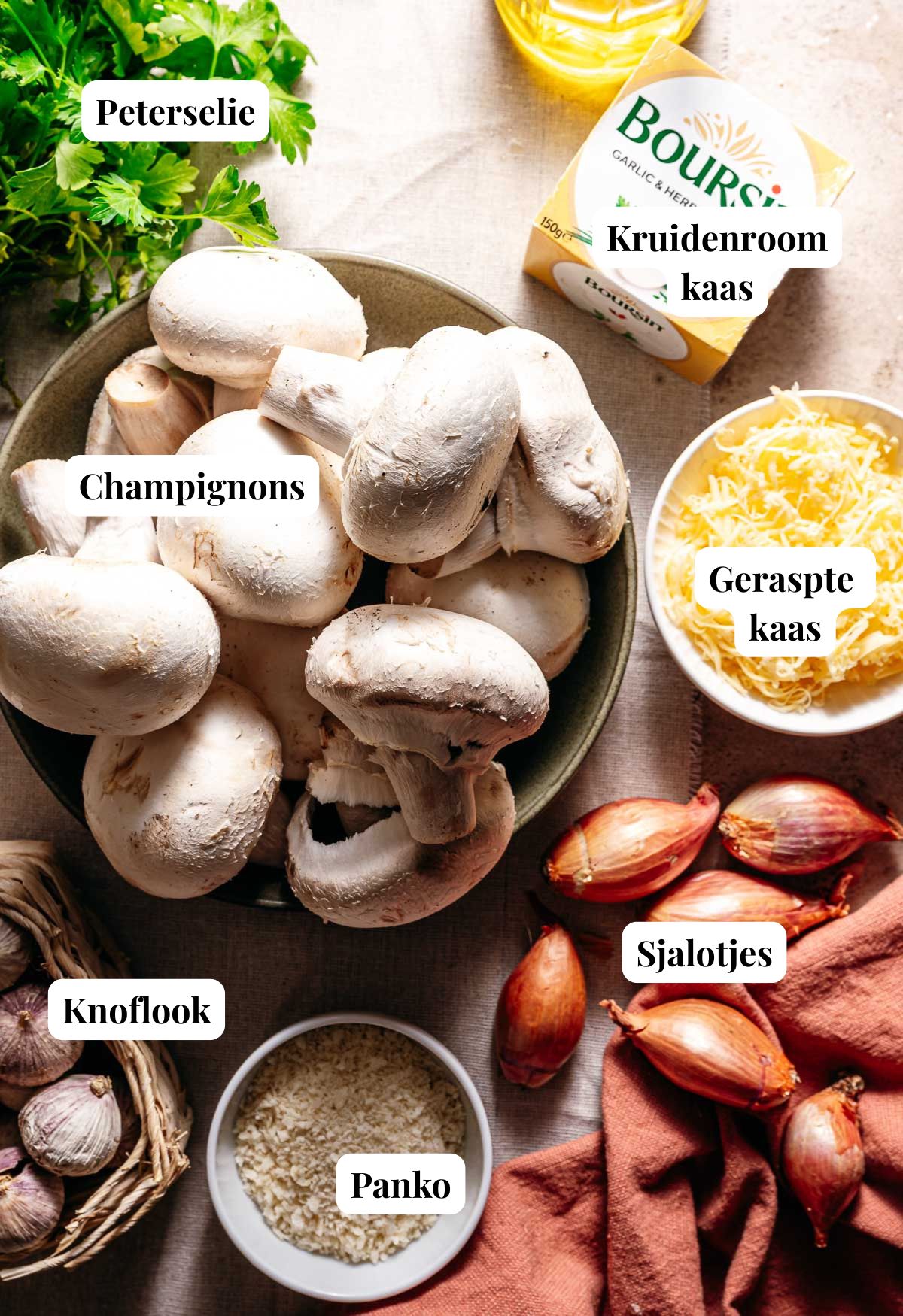 Ingredienten gevulde champignons