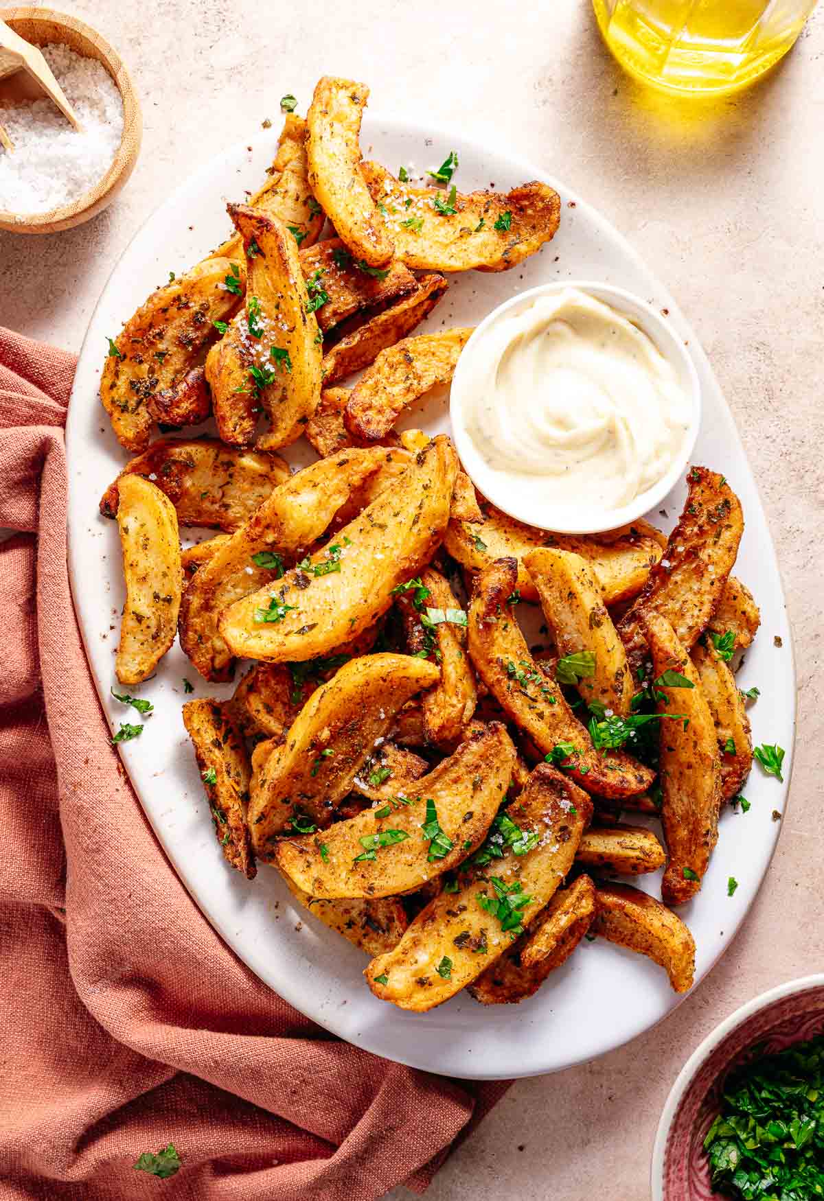 Zelfgemaakte aardappel wedges